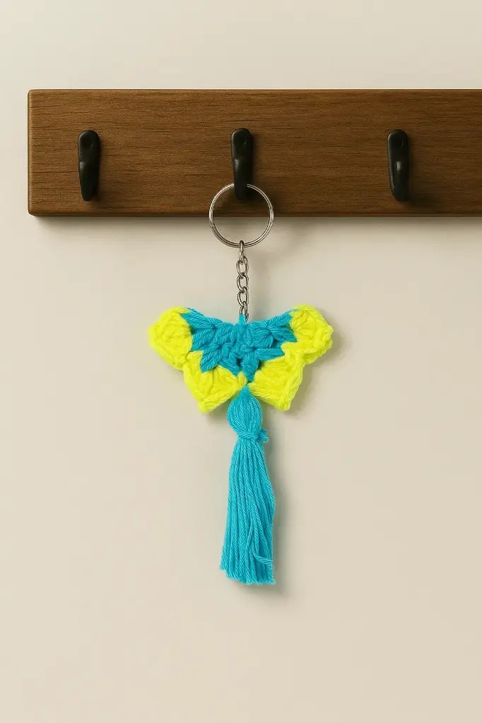 05_Crochet_Buttefly keychain_01_Blue and Yellow-min.webp