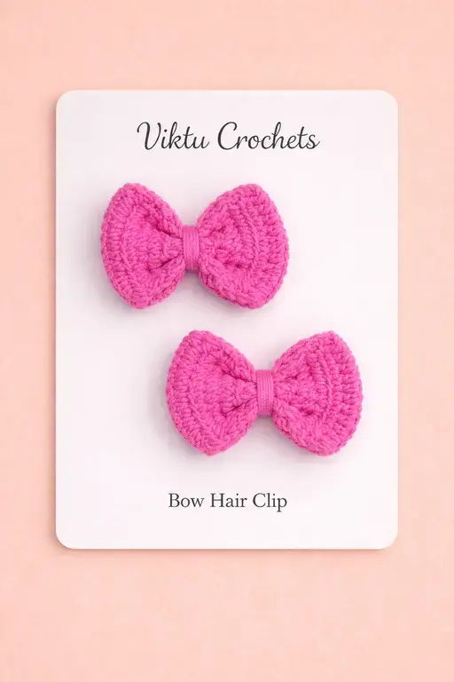 Crochet_Bow hair clip_Pink.webp