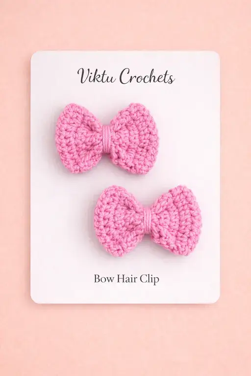 Crochet_Bow hair clip_Light Pink.webp