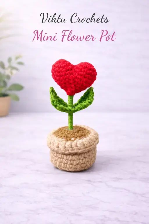 Crochet_Mini flower pot_Red Heart.webp