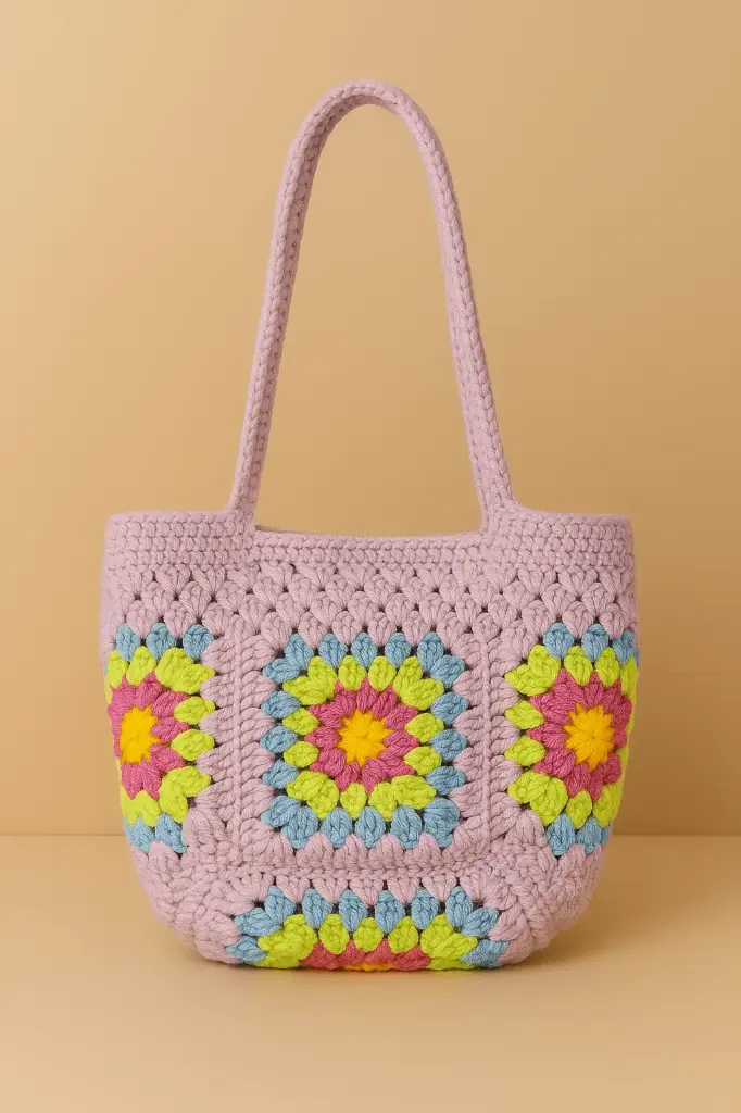 Crochet Granny square flower bag