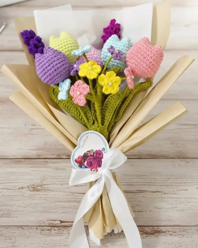 Handmade Crocheted Forever Flower Bouquet
