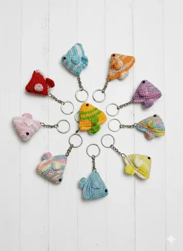 Handmade Crochet Fish Keychain (Yarn - Cotton)