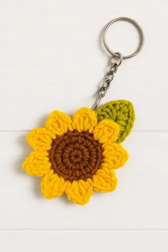 🌻 Sunflower Keychain (Aran Anti-Pill Yarn)