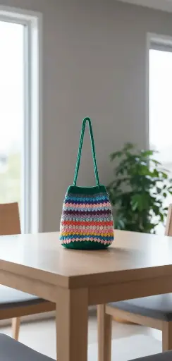 Crochet striped  tote bag